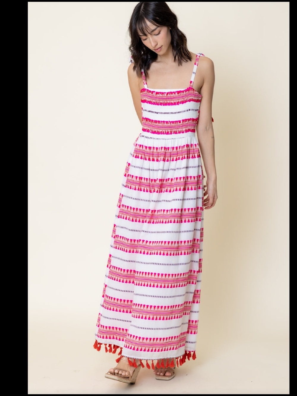 EN CRÈME EMBROIDERED TASSEL HEM MAXI DRESS 💖NWT💖